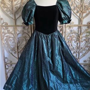 Laura Ashley Black and Teal Dress
